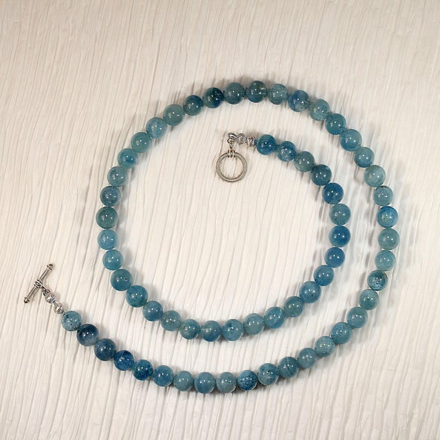 Ajd 27 Inch Translucent Aquamarine Necklace March Birthstone For Sale In Raleigh - Image 6 of 6
