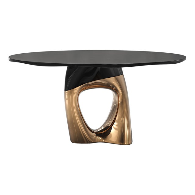 Art Deco "Modena" Round Table With Bronze and Stainless Steel, Handmade For Sale - Image 3 of 12
