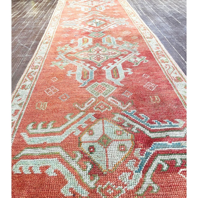 Antique Turkish Oushak Runner 3'0" × 17'2" For Sale In Chicago - Image 6 of 11