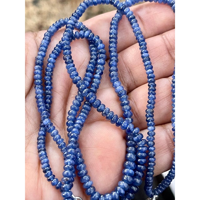 Natural approximately 105 Ct Natural Sapphire Bead double Strand Necklace sterling silver adjustable clasp All natural...
