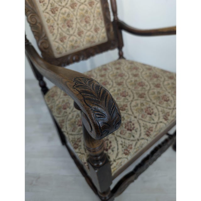 Antique Armchair in Oak Wood with Springs For Sale - Image 11 of 18