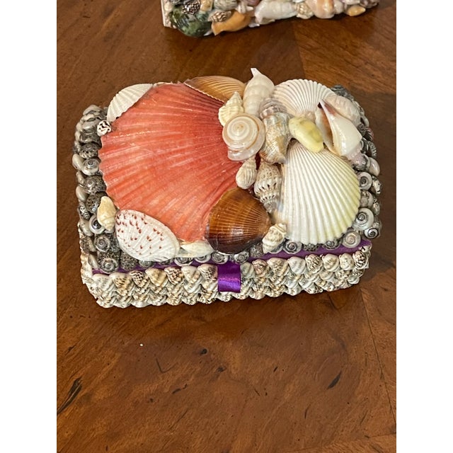 Sea shells Sailors Valentines 4 pcs Set of two small oval photo frames, 6” by 4” each and pair of treasure boxes sea...