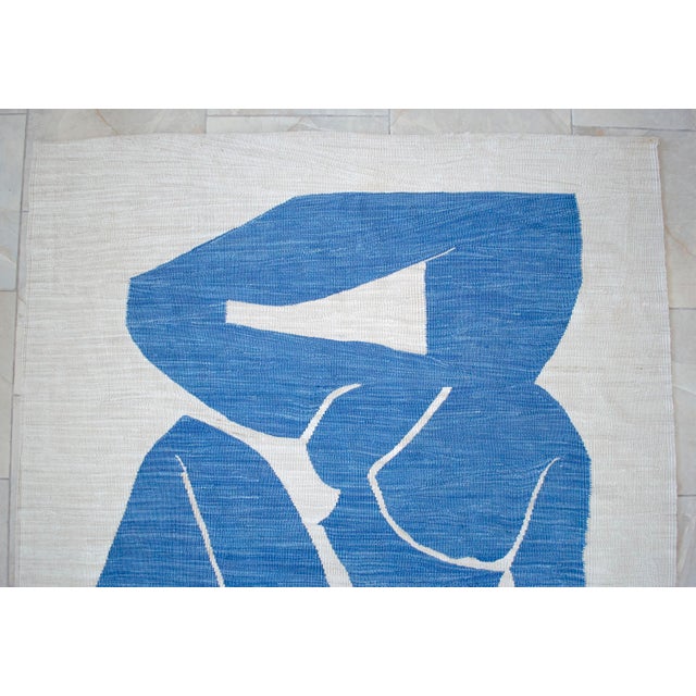 Henri Matisse - Blue Nude 3 - Inspired Silk Hand Woven Flat Weave Area - Wall Rug 4′8″ × 6′10″ For Sale - Image 11 of 16