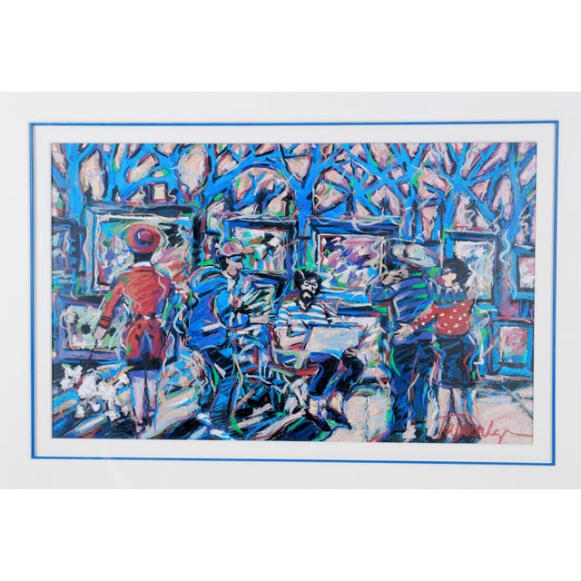 Excellent Condition Painting with Very Good condition Frame James Talmadge "People on the Street" One of a Kind Original...