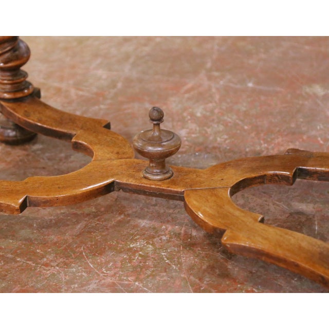 18th C. French Louis XIII Walnut Table Desk With Barley Twist Legs and Drawer For Sale - Image 4 of 17