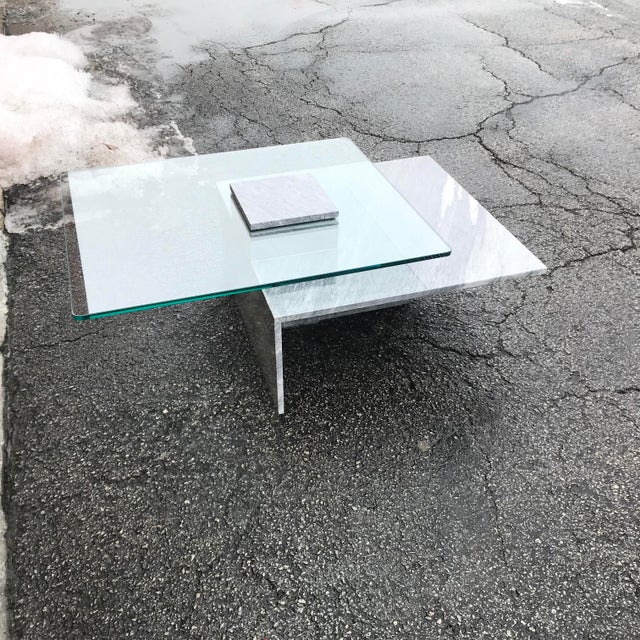 Glass 1980s Post Modern Sculptural Bardiglio Gray Marble Coffee Table For Sale - Image 7 of 13
