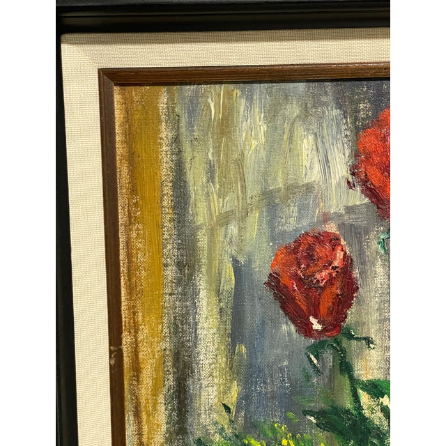 1940s 1949 Mid-Century Expressionist Floral Still Life Oil Painting, Signed For Sale - Image 5 of 9