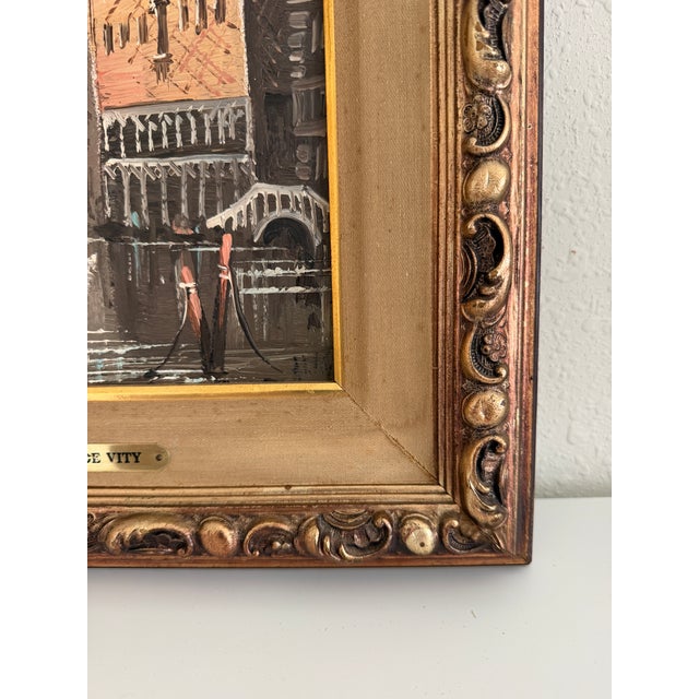 Mid 20th Century Antonio De Vity (1901-1993) Italian Oil Painting Venice Canal Gondola Cityscape For Sale - Image 11 of 12