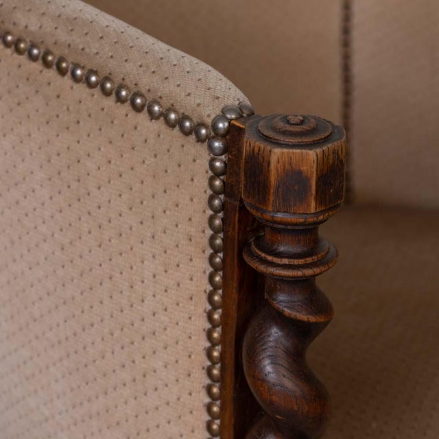 Taupe Pair of 19th Century Antique Barley Twist Armchairs For Sale - Image 8 of 18
