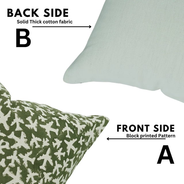 Fabdivine Artisan Block Print Throw Pillow Cover 24x24 Inch Thick Cotton-Pushpak Vimaan For Sale - Image 4 of 5