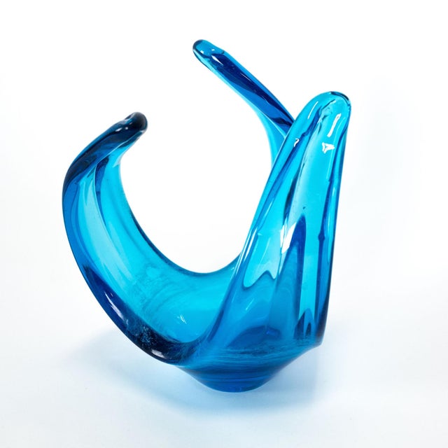Glass 1960s Spanish Blue Art Glass Sculpture, Likely by Viartac For Sale - Image 7 of 12