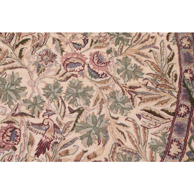 1990s Shabby Chic 1990's Floral Pak-Persian Beige/Green Wool Round Rug- 8'1'' X 8'2'' For Sale - Image 5 of 9