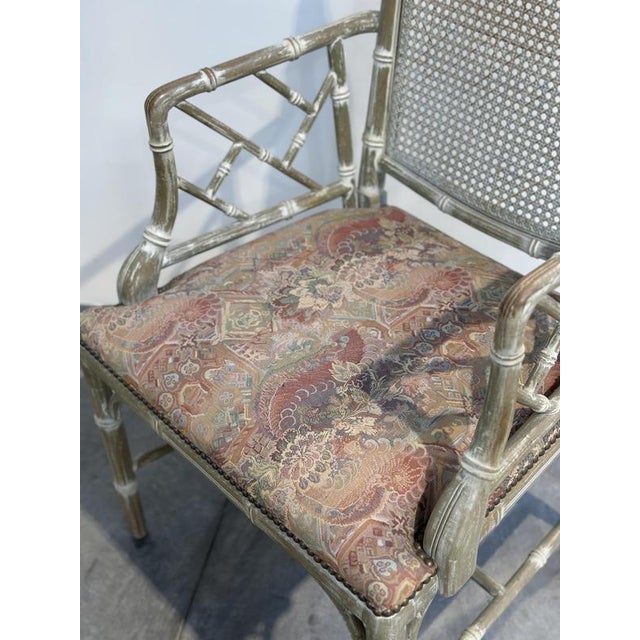 Vintage Dining Set in Faux Bamboo with Fabric, 1980s, Set of 5 For Sale - Image 14 of 16