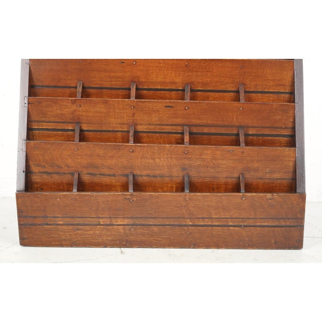 Early 20th Century Antique Sloped Oak Letter Retail Display Rack For Sale - Image 5 of 8