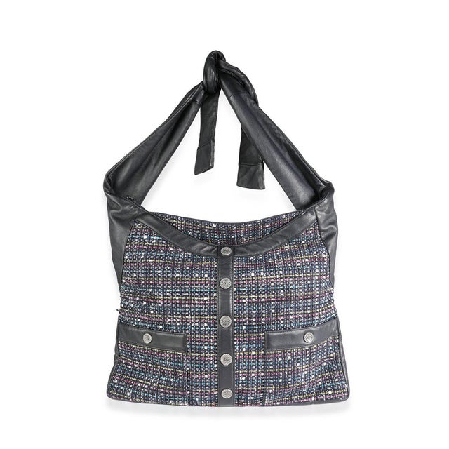 Chanel Navy Lambskin & Multicolor Tweed Girl Bag For Sale - Image 4 of 7