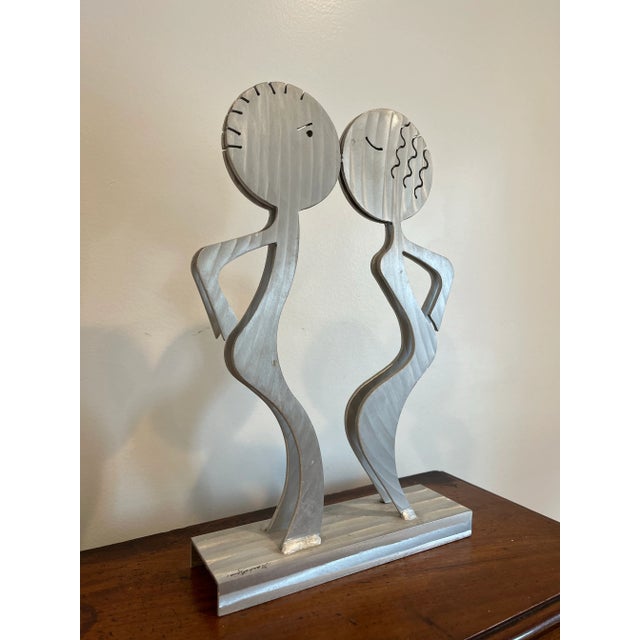 Postmodern Postmodern Fred Garbotz Aluminum Figural Sculpture Memphis Era Signed For Sale - Image 3 of 6