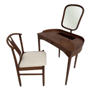 Model Brigitta Dressing Table & Chair by Carl Malmsten & Yngve Ekström for Bodafors, 1962, Set of 2 For Sale