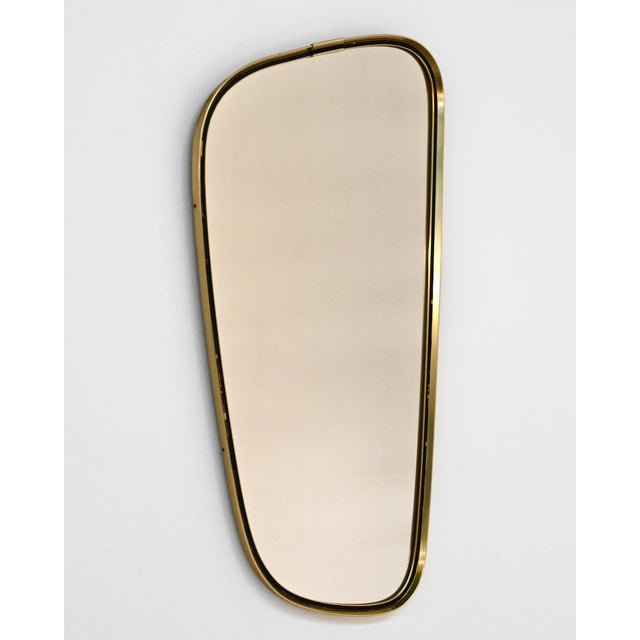 Metal Mid-Century Mirror with Brass Frame, 1950s For Sale - Image 7 of 7