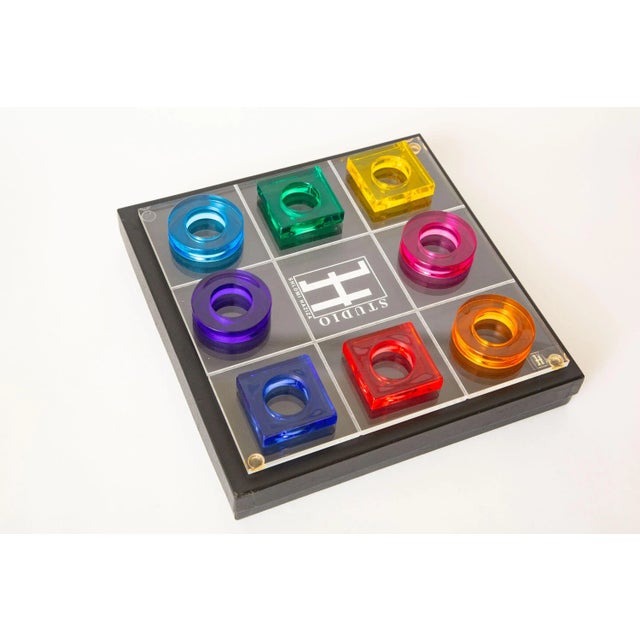 Vintage Haziza Jewel Toned Lucite Tic Tac Toe Set Game Never Used 70's For Sale - Image 11 of 13