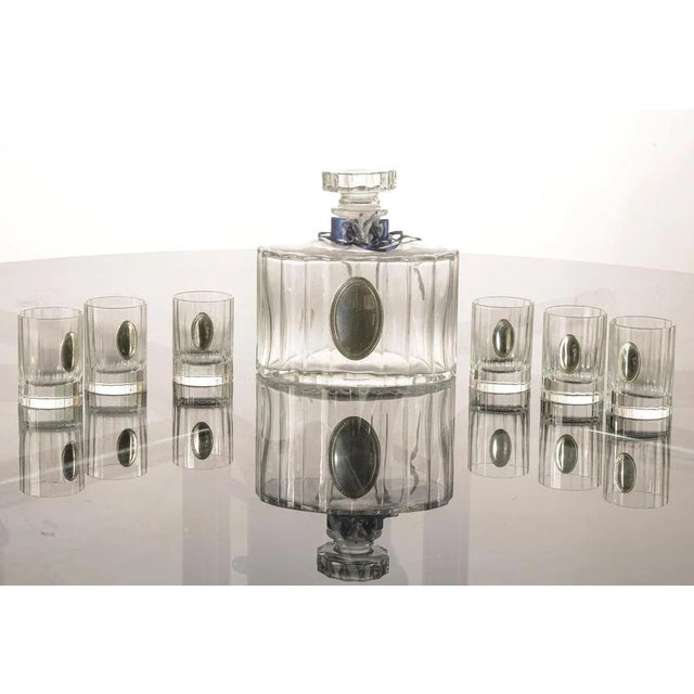 Liqueur Set with Crystal Bottle and Glasses in Silver Plating by Pierre Cardin, France, 1990s For Sale - Image 4 of 5