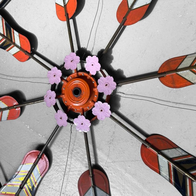 Contemporary Vintage Spinning Wheels Koinobori Matsuri Wall Decoration, Japan, 1950s, Set of 2 For Sale - Image 3 of 18