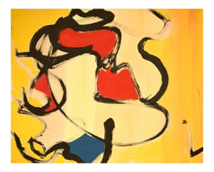 Contemporary Abstract Gouache on Matte Board Painting "Running the Light" by Dana Gordon