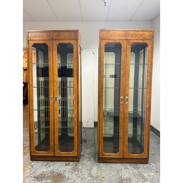 Campaign Style Curio Display Vintage Cabinets, Pair For Sale - Image 4 of 12