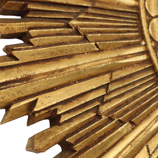 Vintage Sunburst Mirror in Gold Leaf Resin, 1960s For Sale - Image 13 of 18