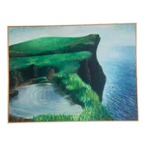 Landscape Painting, Highlander Scottish Plains, Framed