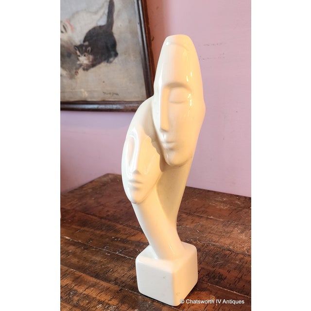 Vintage Mid Century Ceramic Greek Cycladic Art "Devotion" Statue, 1950s For Sale - Image 4 of 6