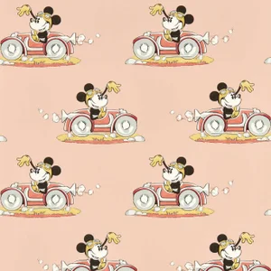 Sanderson Minnie On the Move Wallpaper in Candy Floss - a Sample