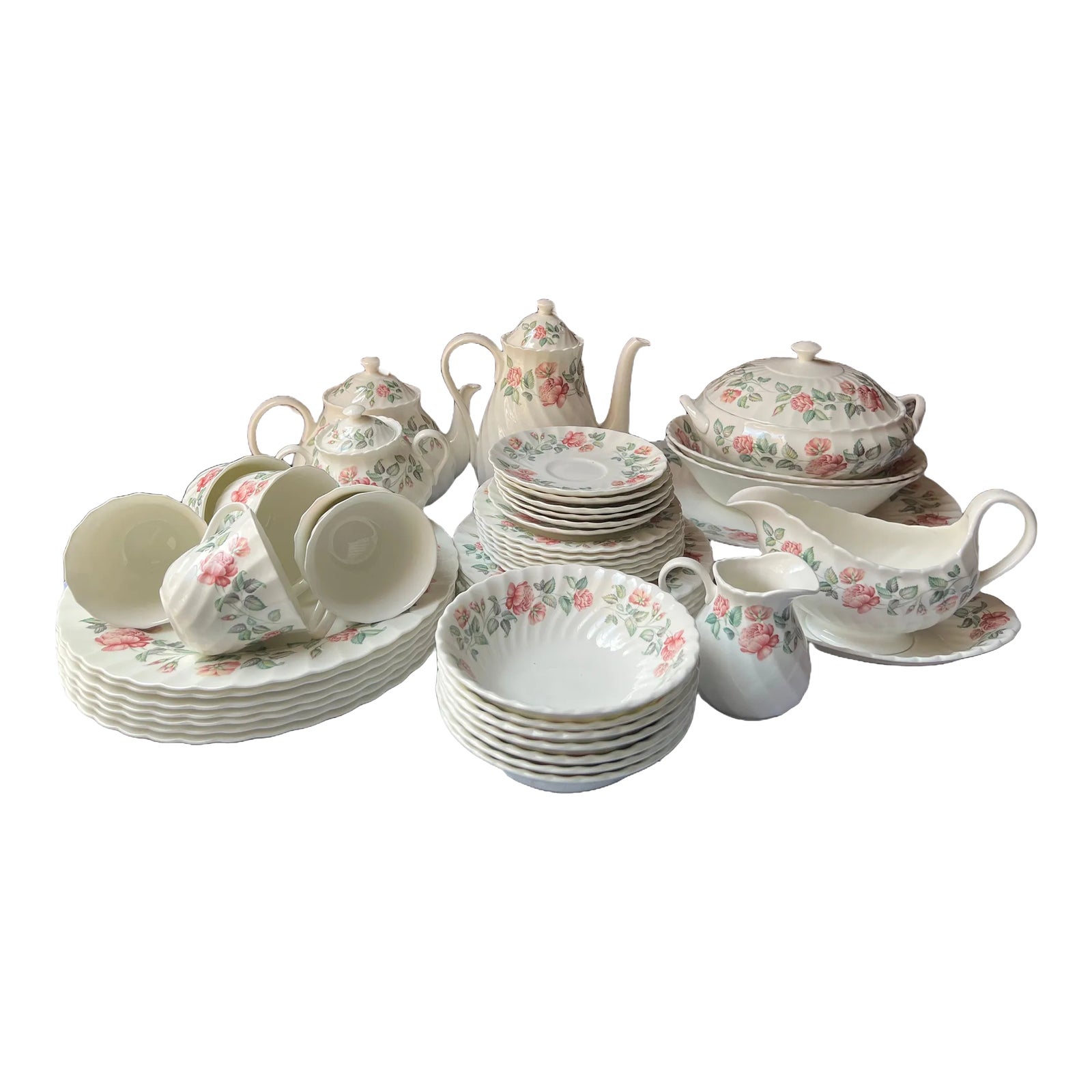 英国陶器　4枚セット R.H. Plant 19世紀？Tuscanウェッジウッド WEDGWOOD - 【レア美品】ウェッジウッド☆サテン☆Tea for twoの