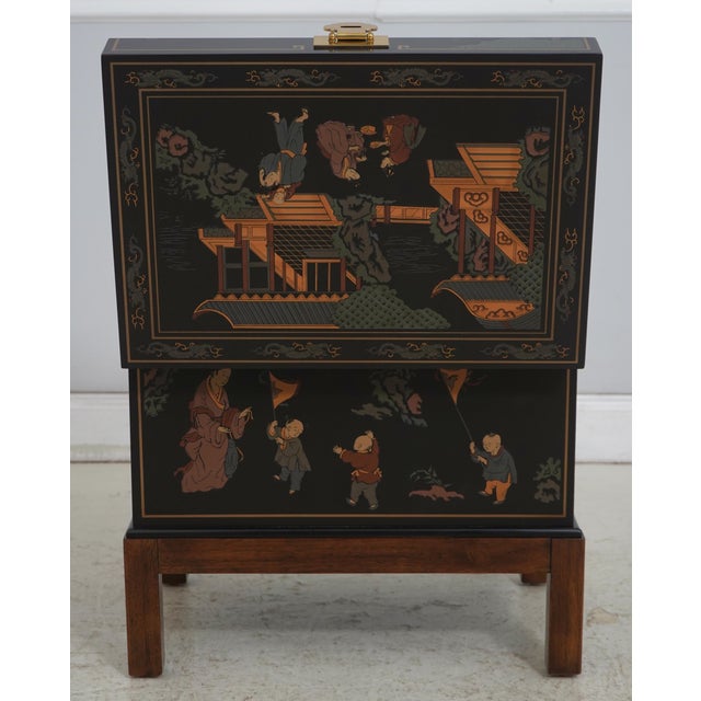 Drexel Chinoiserie Decorated Lift Top Box Stand For Sale - Image 16 of 17