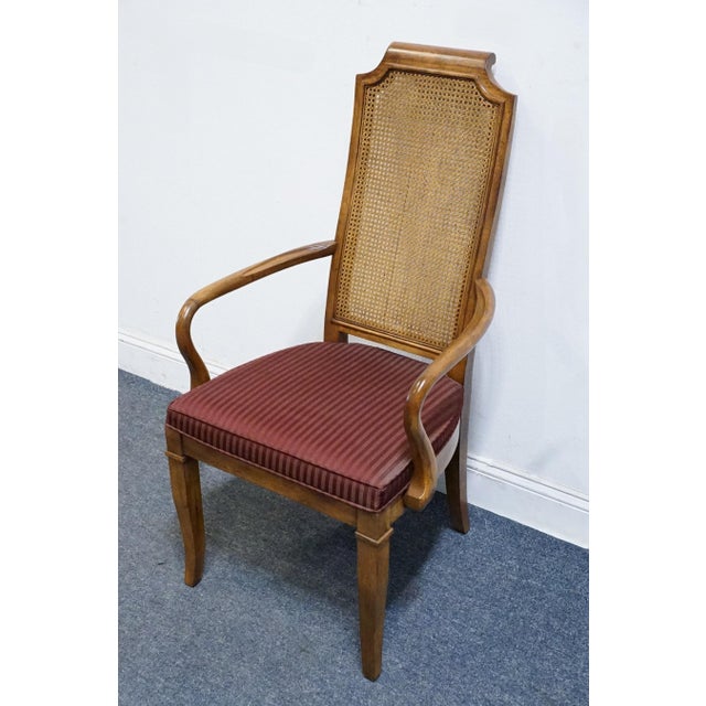 Drexel Heritage Solid Pecan Italian Style Cane Back Dining Arm Chair For Sale - Image 9 of 10
