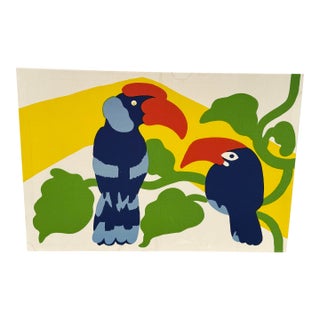Vintage 1972 Marimekko “Pepe” Parrot Fabric Wall Hanging For Sale