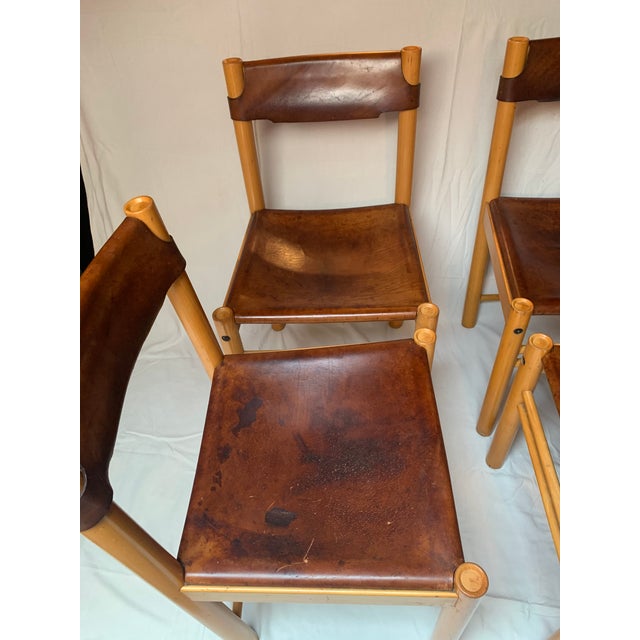 1970s Ibisco Chairs Set of 4 Italian Leather For Sale - Image 5 of 16