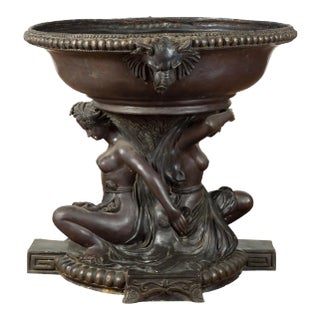 Vintage Bronze Greco-Roman Style Allegory of the Summer Planter with Dark Patina For Sale