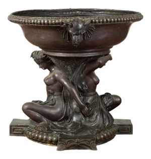 Vintage Bronze Greco-Roman Style Allegory of the Summer Planter with Dark Patina