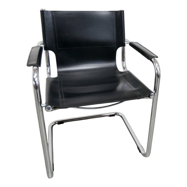 Bauhaus Cantilever Armchair in Black Leather, 1960s For Sale