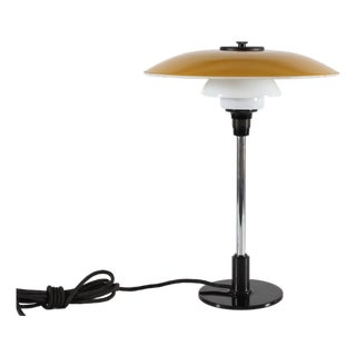 Art Deco PH 3½-2 Table Lamp with Glass and Warm Yellow Shade by Poul Henningsen for Louis Poulsen, 1930s For Sale