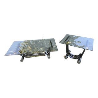 MCM Design Institute of America, Art Deco Coffee Table and Side Table Attributed to Romeo Bega For Sale