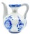 Handmade Ceramic Fluted Ewer (20cm) Blue & White Traditional Pitcher Form – Decorative Ribbed Jug For Sale