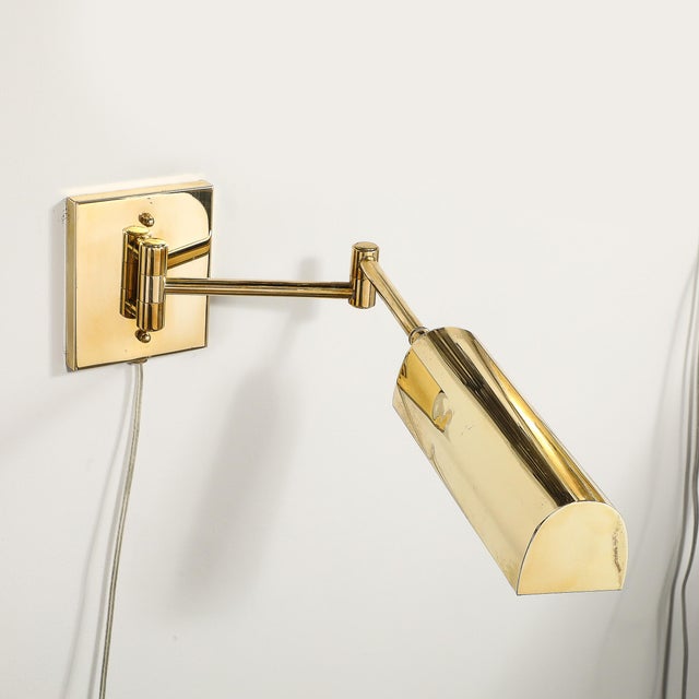 Mid-Century Modern Mid-Century Modernist Hansen Retractable Brass & Metal Sconce by Metalarte For Sale - Image 3 of 10