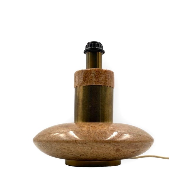 1970s Hollywood Regency Pink Granite and Brass Table Lamp Base, Italy, 1970s For Sale - Image 5 of 18