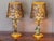 Asian Pair of Cold Painted Bronze Figural Lamps With Mottled Paper Shades For Sale - Image 3 of 16