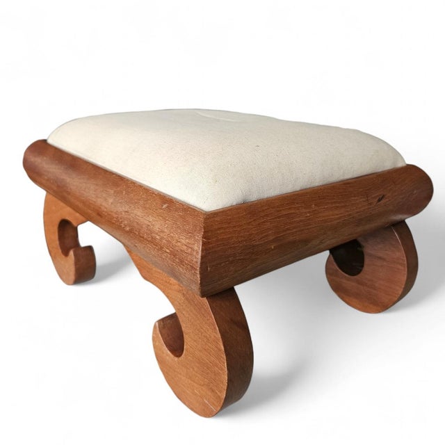 Wood Antique 19th Century Mahogany Empire Footstool With Scroll Feet For Sale - Image 7 of 7