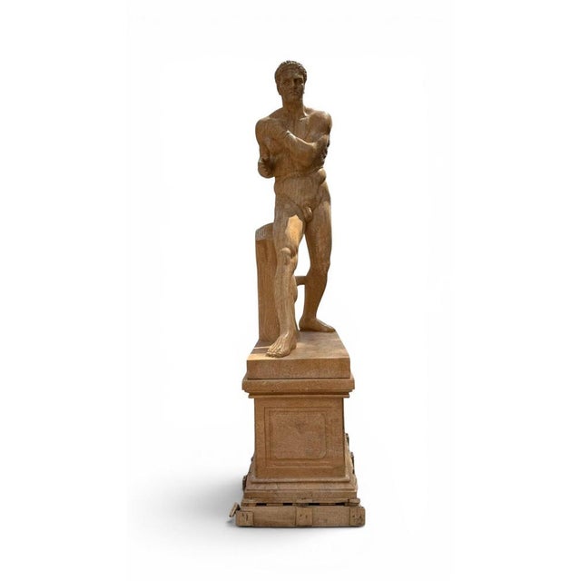 Stone Italian Artist, Large Sculpture of a Greek Athlete, 20th Century, Marble For Sale - Image 7 of 10