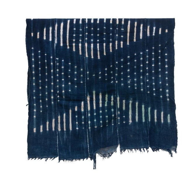 Vintage African Moss "Arbinda Horizon" Indigo Throw For Sale