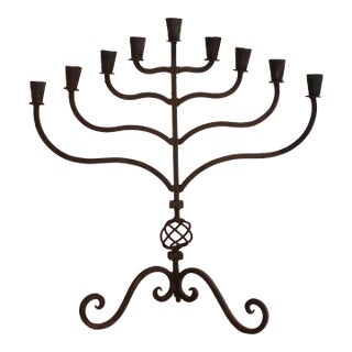 XL Antique Iron Candelabra For Sale