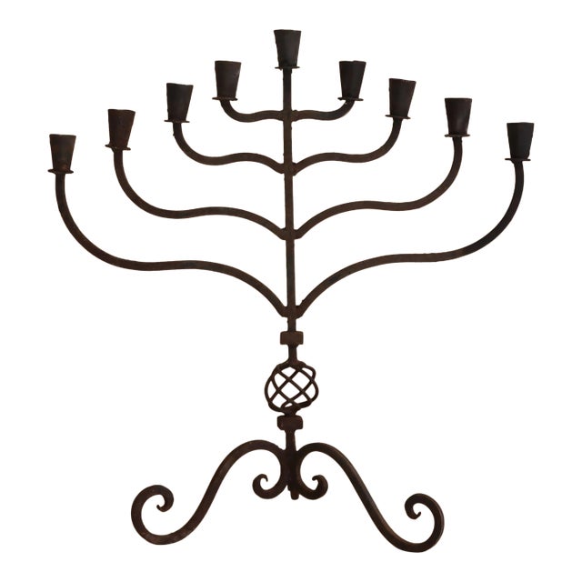 XL Antique Iron Candelabra For Sale